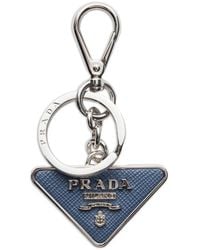 Prada - Porte-Clés En Cuir Et Métal Saffiano - Lyst