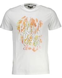 Roberto Cavalli - Floral-Print Logo-Print T-Shirt - Lyst