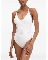 MICHAEL Michael Kors - Swimsuit With Belt And Criss-Cross Back - Lyst