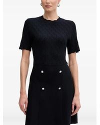 Morgan - Robe Courte En Maille Pointelle À Détail Boutonné - Lyst