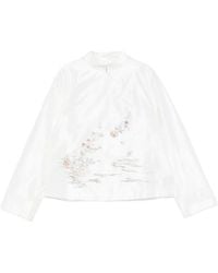 Shiatzy Chen - Satin Embroidered Mandarin Collar Jacket - Lyst