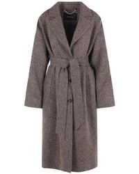 Kiton - Herringbone-Pattern Belted Single-Breasted Coat - Lyst