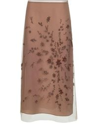 Fendi - Floral-Embellishments Midi Skirt - Lyst