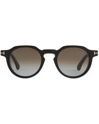 Tom Ford - Lunettes De Soleil Rondes À Logo T - Lyst