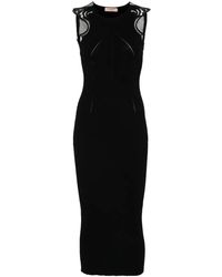 Twinset - Midi Lace-Detail Ribbed Dress - Lyst