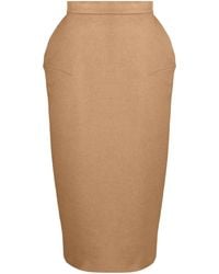 Max Mara - Babele Dart-Detail Brushed Midi Skirt - Lyst