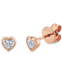 SHAY - 18kt Rose Gold Heart Diamond Stud Earrings - Lyst