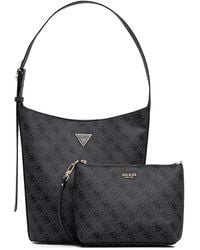 Guess - Monogram-Pattern Buckle-Detail Bucket Bag - Lyst