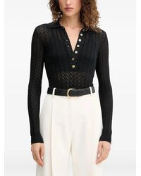Elisabetta Franchi - Patterned-Knit Polo Top - Lyst