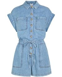 PAIGE - Maliah Button-Down Drawstring-Waist Playsuit - Lyst