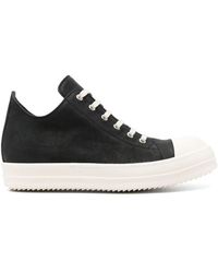 Rick Owens - Washed Calf Low Top Leather Sneaker In Black/milk - Lyst