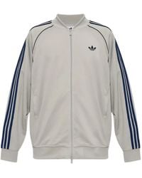 adidas - Logo-Embroidered Zip-Up Sweatshirt - Lyst