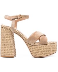 Gianvito Rossi - Suede Crossover-Strap Sandals - Lyst