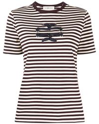 Tory Burch - Woven Double T Striped T-shirt - Lyst