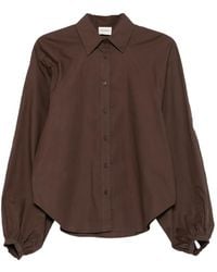 Closed - Deep Blouse With Classic Collar And Puffed Sleeves - Lyst