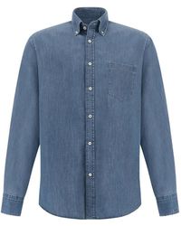 Paul & Shark - Camicia Denim Soffio Con Colletto Button-Down - Lyst