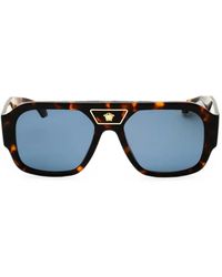 Versace - Medusa-Embellishment Tortoiseshell-Pattern Sunglasses - Lyst