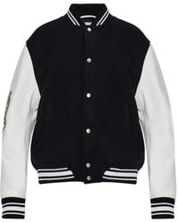 Off-White c/o Virgil Abloh - Logo-Embroidered Leather-Sleeve Jacket - Lyst