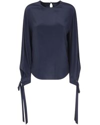 Alberta Ferretti - Tie-Cuff Satin-Finish Blouse - Lyst
