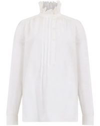 Alberta Ferretti - Ruffled High-Neck Shirt - Lyst