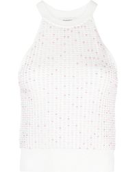 Sandro - Faux-pearl Ribbed-knit Top - Lyst