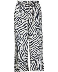 P.A.R.O.S.H. Silk Zebra Printed Cropped Pants | Lyst