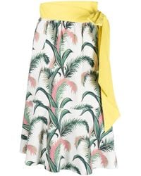 Maison Kitsuné - Leaf-Print Tiered Cotton Skirt - Lyst