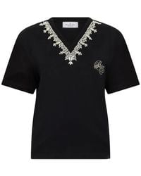 Philipp Plein - Crystal-Embellished V-Neck T-Shirt - Lyst