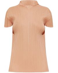 Pleats Please Issey Miyake - Blouse Plissée À Col Montant - Lyst