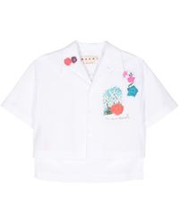 Marni - Cropped-Hemd mit Blumen-Patch - Lyst