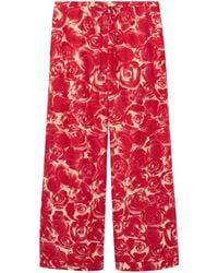 Burberry - Silk Rose Trousers - Lyst