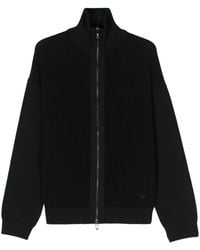 Emporio Armani - Zip-Up Open-Knit Cardigan - Lyst