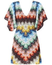 Missoni - V-Neck Chevron-Pattern Mini Dress - Lyst
