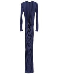 Atlein - V-Neck Draped Maxi Dress - Lyst