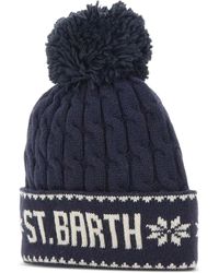 MC2 Saint Barth - Wilhelm Kabelgebreide Muts Met Pompon - Lyst