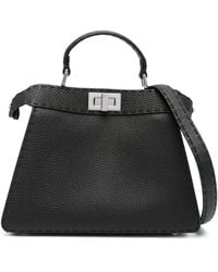 Fendi - Peekaboo Mini Leather Tote Bag - Lyst