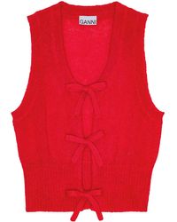 Ganni - Bow Detailing Sleeveless Vest - Lyst