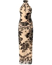 Pinko - Floral-Print Halter-Neck Midi Dress - Lyst