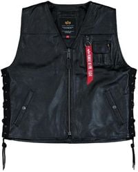 Alpha Industries - X-Force Leren Gilet - Lyst