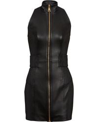 Balmain - Zip-Up Leather Mini Dress - Lyst