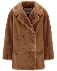 Herno - Double-Breasted Faux-Fur Coat - Lyst
