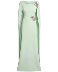 Safiyaa - Yuna Crystal-Embellished Cape-Sleeve Maxi Dress - Lyst