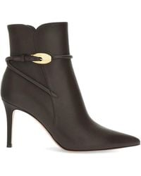 Gianvito Rossi - Buckle-Detail Leather Ankle Boots - Lyst