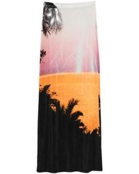 Rabanne - Palm Print Midi Skirt - Lyst