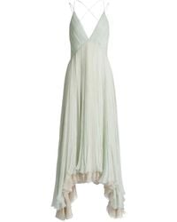 Alberta Ferretti - Pleated Asymmetric-Hem Dress - Lyst
