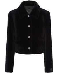 Prada - Cropped Shearling Jacket - Lyst