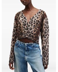 AllSaints - Wick Lex Leopard-Print Cardigan - Lyst
