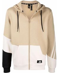 adidas - Three-Stripe Panelled Zip Hoodie - Lyst