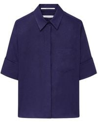 Another Tomorrow - French Cuff Linen Blouse - Lyst