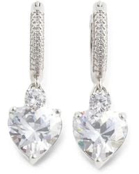Self-Portrait - Crystal Heart-Pendant Earrings - Lyst